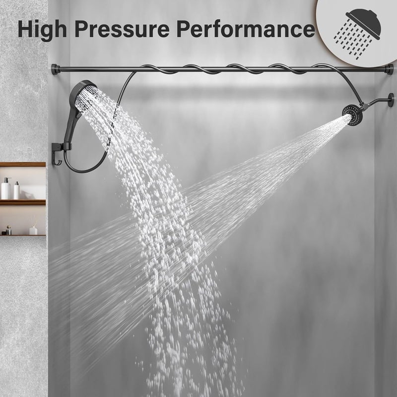 NTPN Dual Shower Head with Handheld for Couples: High Pressure Double Shower Heads for Two People - Adjustable Two Showerhead System with 3 Flow Settings Fits 2 Person Bathroom (Black) - Image 5